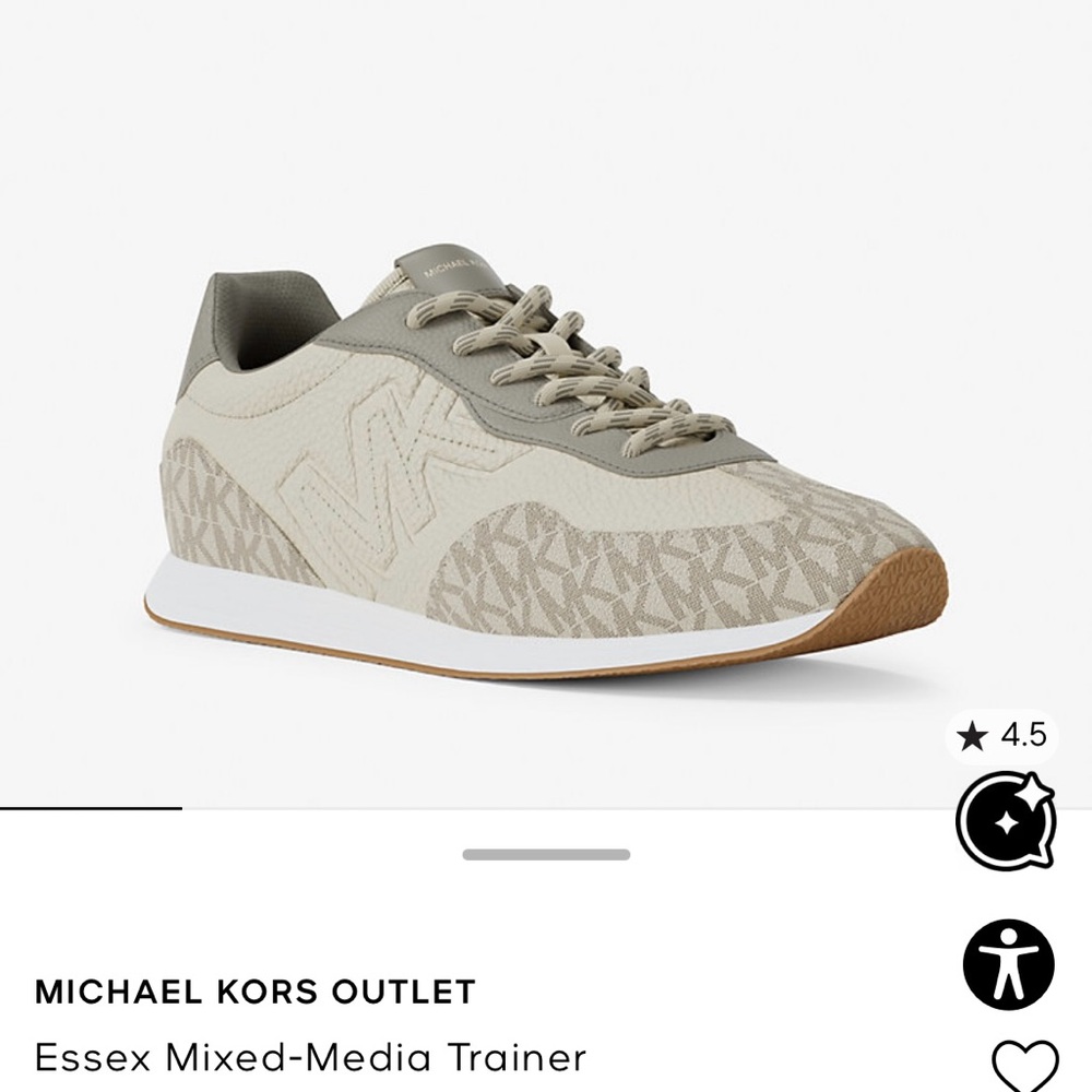 BRAND NEW IN BOX - Michael Kors Essex Mixed Media Trainer (Vanilla Combo/ Verde)